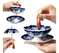 Infuseur à thé en céramique en forme de parapluie avec filtre rotatif bleu et blanc en porcelaine chinoise pour thé en vrac Kung Fu Accessoires pour la maison et le bureau