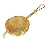 Infuseur à thé en cuivre fait main, filtre à thé réutilisable à long manche, fine à double couche pour thé en vrac, design artisanal traditionnel pour théière et infusion