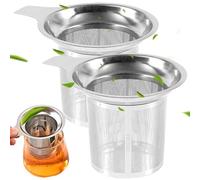 Infuseur à thé en feuilles mobiles en maille d'acier inoxydable avec poignées résistantes à la chaleur passoire suspendue pour théières, tasses, tasses, oreille unique 2 pièces