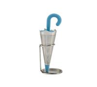 Infuseur à thé en maille fine en forme de parapluie, mini tamis en maille, tamis à thé réutilisable en acier inoxydable avec support (bleu, sans support)