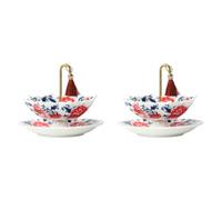 Infuseur à thé en porcelaine délicate, en forme de parapluie, avec support assorti, un chef-d'œuvre de la tradition chinoise bleue et blanche pour une infusion parfaite-Peony Flowers Set-2PCS
