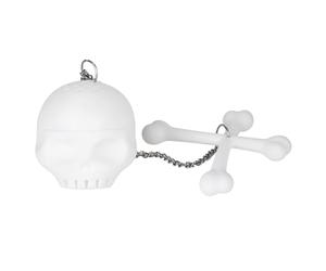 Infuseur à thé en Silicone blanc en forme de crâne, filtre à thé en feuilles mobiles avec fixation en chaîne et os croisés pour le bureau et la maison