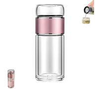 Infuseur à thé en verre Tryteava, bouteille infuseur à thé intelligente 3 en 1 avec filtre intégré, prête à boire chaud ou froid, design Flip & Brew(Pink,420ml)