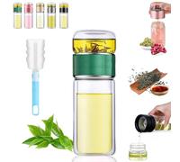 Infuseur à thé en verre Tryteava, infuseur à thé intelligent 3 en 1 Teava, tasse à thé portable avec séparation de l'eau et du thé, bouteille isotherme en verre à double(vert,350ml)