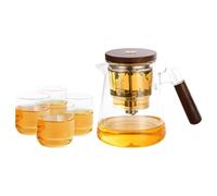 Infuseur à thé en vrac avec infuseur à thé | Infuseur à thé en verre avec poignée en bois avec séparation de l'eau | avec infuseur à thé, grande capacité pour préparer des thés et des liquides
