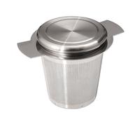 Infuseur à thé, filtre en maille fine avec double poignée et couvercle pour feuilles mobiles, support en acier inoxydable pour théières, tasses, tasses