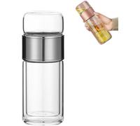 Infuseur À Thé Intelligent 3 En 1, Bouteille À Infuseur À Thé En Verre À Double Couche, Théière En Verre Avec Infuseur, Théière À Thé Anti-Fuite Pour Infuseur À Thé En Feuilles (Argent, 500ml)