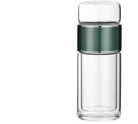 Infuseur À Thé Intelligent 3 En 1, Bouteille À Infuseur À Thé En Verre À Double Couche, Théière En Verre Avec Infuseur, Théière À Thé Anti-Fuite Pour Infuseur À Thé En Feuilles (Vert, 350ml)