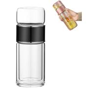Infuseur À Thé Intelligent 3 En 1, Bouteille À Infuseur À Thé En Verre À Double Couche, Théière En Verre Avec Infuseur, Théière À Thé Anti-Fuite Pour Infuseur À Thé En Feuilles (Noir, 500ml)