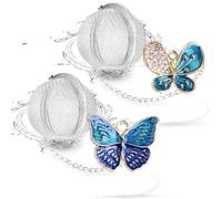 Infuseur à thé pour thé en vrac 2 pièces NSTaygate avec breloque faite à la main mignon papillon BFF, passoires à thé pour thé en vrac boule à thé en acier inoxydable 304 pour infusion de thé