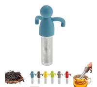 Infuseur à thé pour thé en vrac, filtre en acier inoxydable en forme humaine mignonne avec poignée en maille fine et silicone, boule à thé réutilisable pour tasses à thé, tasses, théières (bleu)