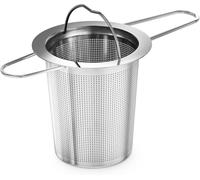 Infuseur à thé pour thé en vrac - Infuseur à thé en acier inoxydable 304 à mailles fines pour thé en vrac avec couvercle et poignées pliables pour une infusion propre et sans laisser de résidus