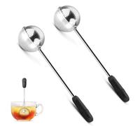 Infuseur boule à thé rotative | Cuillère passoire à thé en acier inoxydable | Poignée ergonomique | Filtre à thé innovant et astucieux (Argent (boite de 2))