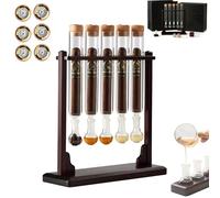 Infuseur de saveur de cigare en tube de verre, kit d'humidification en tube de verre pour infuseur à cigares, présentoir de base de padouk d'aromathérapie fait à la main avec hygromètre