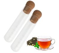 Infuseur Filtre à Thé Transparent avec Liège 2 Pièces Réutilisable Tube à Essai Infuseur à Thé Outils de Verres Résistants aux Hautes Températures pour thé en Vrac, épices
