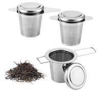Infuseur Thé 3 Pièces, Infuseur à Thé en acier Inoxydable 304, Passoire à Thé à mailles fines avec Poignées et couvercle pliables, Filtre à Thé en acier Inoxydable, pour Théière Réutilisable