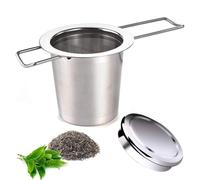 Infuseur Thé en Acier Inoxydable, Filtre à Thé Trou Fin avec Poignées Pliable et Couvercle, Réutilisable Passoire à Thé pour Théière, Mug, Tasse, Verre