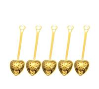 Infuseur Thé Filtre à thé en forme de cœur avec poignée en acier inoxydable, passoire en forme de cœur, cuillère, infuseur, accessoires de cuisine(5PCS-Gold)