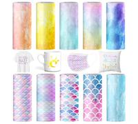 Infusible Feuilles d'encre de transfert pour Cricut Joy 10 couleurs Tie Dye Infusible 11,5 x 30,5 cm Feuille d'encre de sublimation pour machine à presser à chaud pour t-shirt DIY, tasse, toile