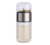 Infusifie Infuseur à thé en verre 280/350/420 ml Bouteille à thé isotherme double couche Séparation de l'eau et du thé Bouteille à thé Portable de voyage avec filtre en acier inoxydable