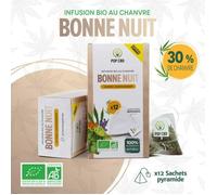 Infusion Bio ""BONNE NUIT"" en Sachets individuels (12), au Chanvre CBD + CBG (30%)
