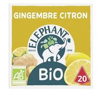 Infusion Bio Gingembre Citron d'Éléphant - Pyramides x20 34g - Saveurs Exotiques - Thé Chaud Bio - Thés et Infusions - Le Lot De 4