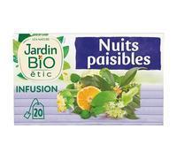 Infusion Bio Reposante Nuits Paisibles - 20 sachets dans un étui de 30g | Relaxante et Biologique | Jardin Bio Étic, Epicerie SaléeSuperview | Diététique et Nutrition - Le Lot De 3
