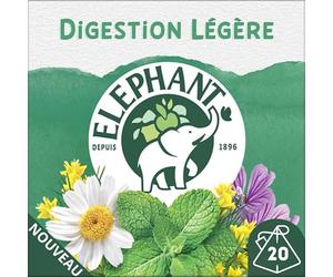 Infusion Digestion Légère Bio - 20 Sachets x 32g - Marque Éléphant | Délicieuse Cure Detox Après Repas | Thé Vert & Menthe - Digestif Naturel | Boisson - Le Lot De 3