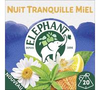 Infusion Éléphant Nuit Tranquille au Miel et Citron x20 - 30g - Douce Nuit Paisible - Thé relaxant pour un sommeil serein - Saveur apaisante de mi - Le Lot De 3