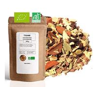 Infusion Epicées Chai Bio - Chai épices pour le Vin Chaud - Infusions en Vrac - Fenouil, anis, gingembre & cardamome - 100g (40 tasses) - 100% Agriculture Biologique - Mes-Thés