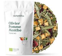 Infusion Feuilles d'Olivier, Pomme & Menthe Bio 100g | Tisane Méditerranéenne avec Hibiscus | Tension & Bien-être Cardiaque | REPLANTEA