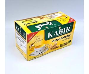 Infusion naturelle au gingembre et au miel, de la Marque KABIR - Boite de 12 sachets d'infusion instantanée