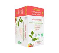 Infusion tonique bio | énergie naturelle & boost quotidien | guarana, maté, hibiscus, gingembre & citron | lutte contre la fatigue physique et mentale | 30 sachets | fabriqué en France | Nutrigée