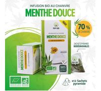 Infusions Bio ""MENTHE DOUCE"" en Sachets individuels (12), au Chanvre CBD (70%)
