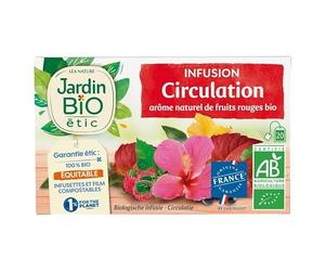 Infusions et thés bio Jardin Bio Étic - Infusion bio circulation à la vigne rouge - 20 sachets pour une meilleure santé vasculaire - 30g - Lot De 3 - Vendu Par Lot