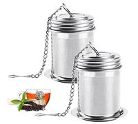 Infusore Tè 2 Pezzi Colino per Tisane Acciaio Inossidabile 304 Filtro da Tè con Catena di Estensione Filtro Tè per Tè Sfuso con Vassoio per Tè Sfuso, Erbe, Spezie