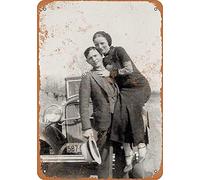Inga 1933 Plaque en métal vintage avec inscription Happy Bonnie And Clyde 8 x 12 pouces