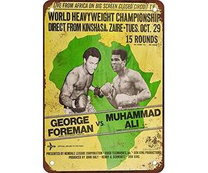 Inga 1974 Ali vs. Foreman Rumble in The Jungle Pub Plaque en métal pour décoration d'intérieur 20,3 x 30,5 cm