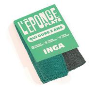 INGA - 2 X Eponges Plates Réutilisables Lavables - Passent Partout, Très Efficaces, Ne Rayent Pas - Face Grattante et Face Absorbante - Fabriquée en Europe - Éponge Plate Qui Dure 2 Ans