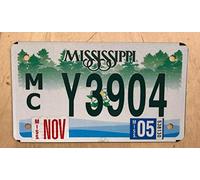 Inga 2005 Mississippi Plaque d'immatriculation pour Moto MC Y 3904" Ms 05 Plaque d'immatriculation 6 x 12 Pouces