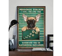 Inga Affiche en métal Frenchie Bulldog Personal Stalker - Décoration murale vintage - 20,3 x 30,5 cm