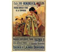Inga Affiche publicitaire vintage Corrida Barcelone Espagne 1935 Décoration murale en métal 20,3 x 30,5 cm