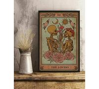 Inga Affiche verticale rétro squelette tarot The Lover Décoration murale en métal 20,3 x 30,5 cm