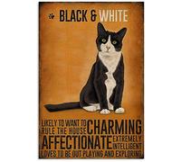 Inga Affiche vintage en métal avec chat smoking noir et blanc « Likely Want to Charming » 20,3 x 30,5 cm
