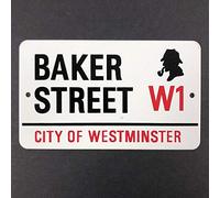 Inga Baker Street W1 City Of Westminster Panneau en métal lourd Londres Sherlock 8 x 12 pouces