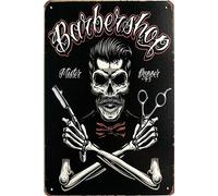 Inga Barber Shop Plaque en métal vintage vintage avec inscription « Man Cave Abri & Bar » 30,5 x 40,6 cm