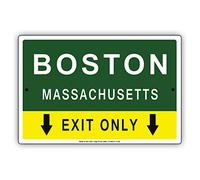 Inga Boston Massachusetts Panneau en tôle avec inscription Exit Only Highway State City 20,3 x 30,5 cm