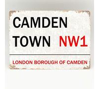 Inga Camden Town Plaque en métal pour décoration de la grotte de Londres Street Market Vintage Rétro Nw1 Plaque Homme 8X12"