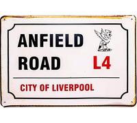 Inga Grande plaque en métal vintage rétro Anfield Road City of Liverpool - 20,3 x 30,5 cm
