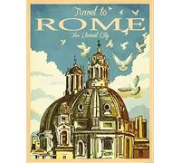 Inga Grande Plaque Murale en métal Travel to Rome 20 x 30 cm